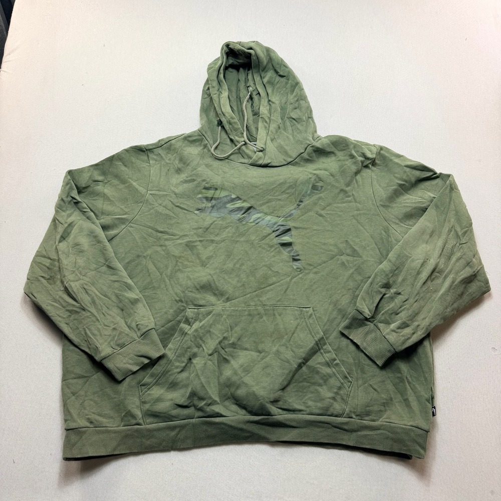 Puma Hoodie Mens 3XL Triple Extra Large Green Good Waffle Knit Pullover Pocket